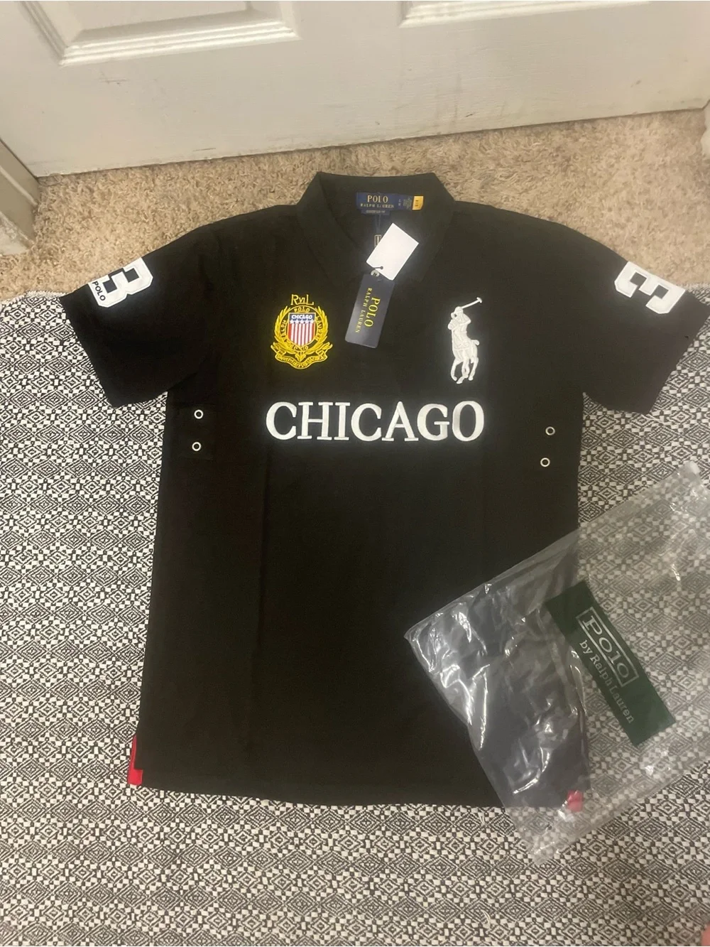 Ralph Lauren Black Chicago Logo Polo Shirt